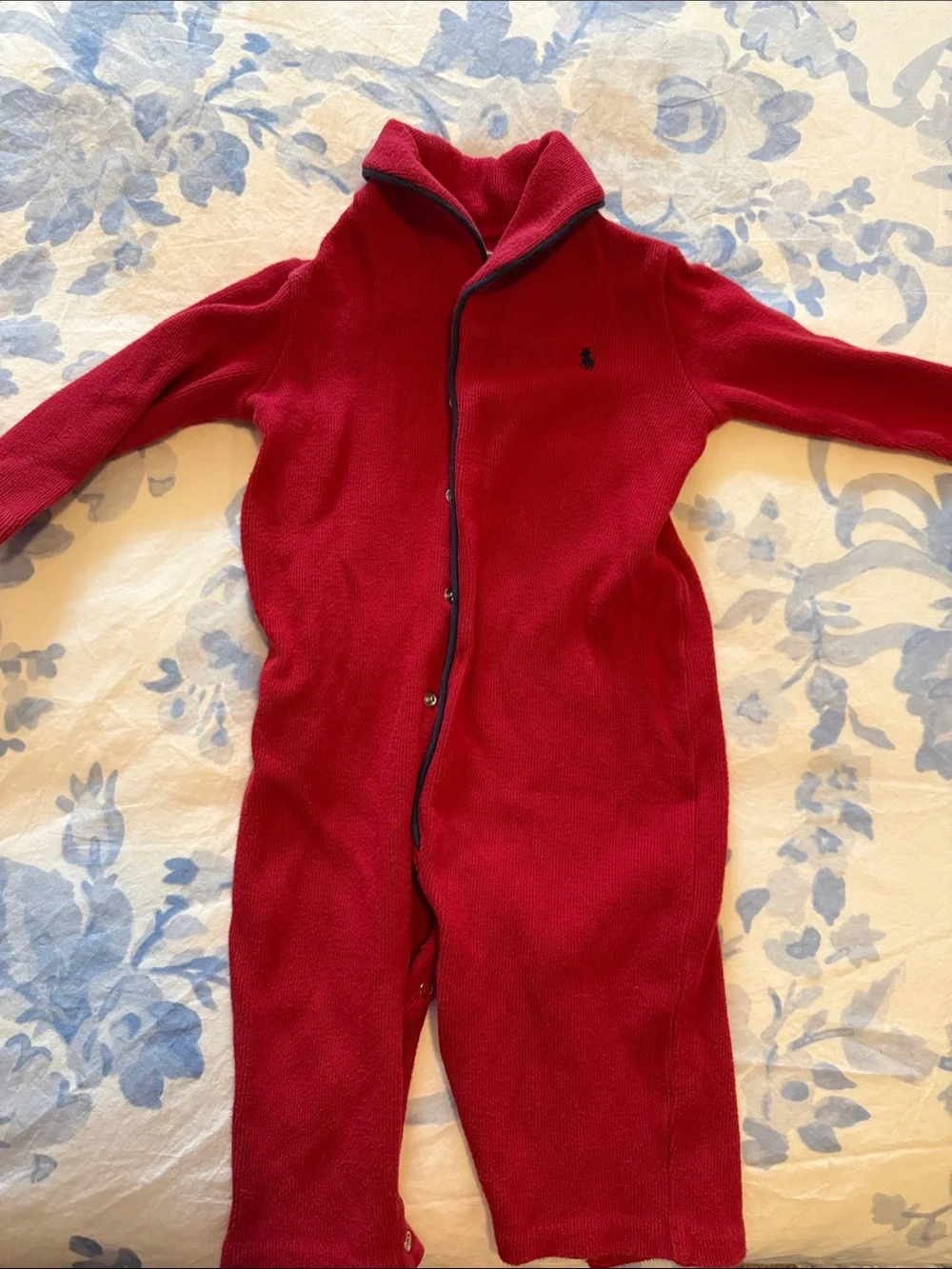 Ralph Lauren Red Fleece Snap-Front Kids One-Piece